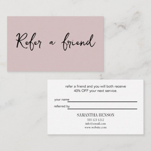 Moderne, eenvoudige elegant aanbevelingskaartje (Voorkant / Achterkant)