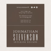 Moderne eenvoudige elegante bruine en witte social visitekaartjes (Buitenkant ongevouwen)