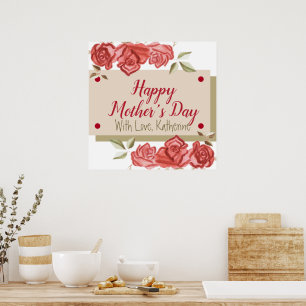 Moderne Eenvoudige Elegante Chic Rode Bloemen Moed Poster