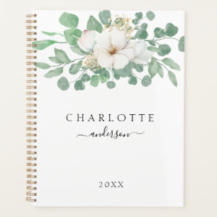 Moderne, eenvoudige, elegante eucalyptusbloem planner