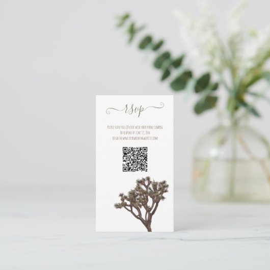 Moderne Eenvoudige elegante kleur Joshua Tree QR-c Informatiekaartje (Staand voorkant)