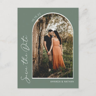 Moderne eenvoudige elegante pagina Groen sparen de Aankondigingskaart