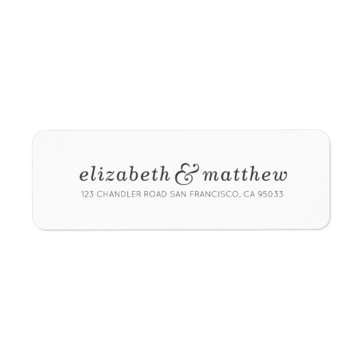 Moderne Eenvoudige elegante Typografie Return Addr Etiket (Voorkant)