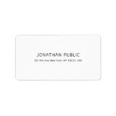 Moderne eenvoudige, elegante witte professionele S Etiket (Voorkant)