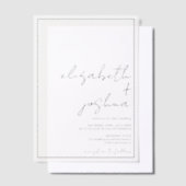 Moderne eenvoudige elegante zwarte script bruiloft vellum uitnodigingen (Offset)