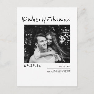 Moderne Eenvoudige en Minimale Save the Date Foto Aankondigingskaart