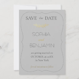 Moderne eenvoudige en minimalistische bruiloft gri save the date
