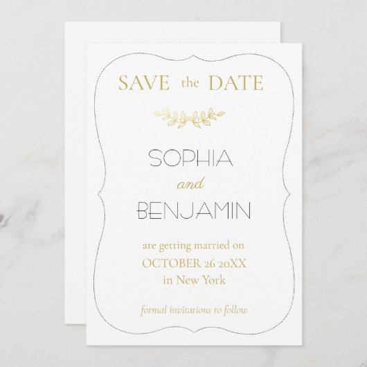 Moderne eenvoudige en minimalistische bruiloft save the date (Voorkant / Achterkant)