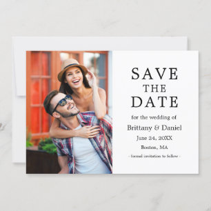 Moderne, eenvoudige enkelvoudige foto met een mini save the date