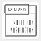 Moderne, eenvoudige Ex Libris Bookplaat Vierkante Sticker (Voorkant)