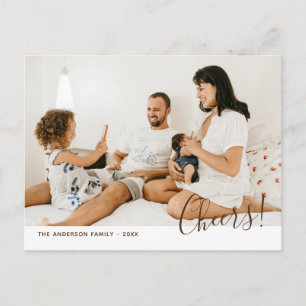 Moderne, eenvoudige familiefoto nieuwjaar briefkaart