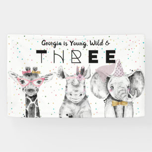 Moderne Eenvoudige Feestbeest Verjaardags Welkom B Spandoek