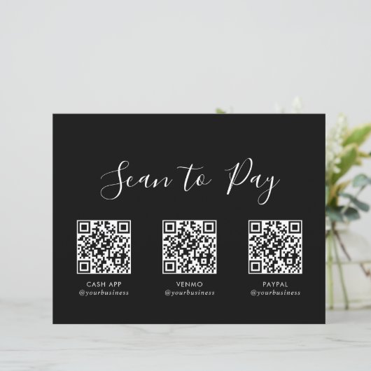 Moderne Eenvoudige Formele Zwarte QR-Scan Om Teken (Staand voorkant)