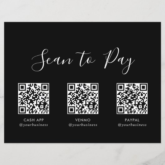 Moderne Eenvoudige Formele Zwarte QR-Scan Om Teken (Voorkant)