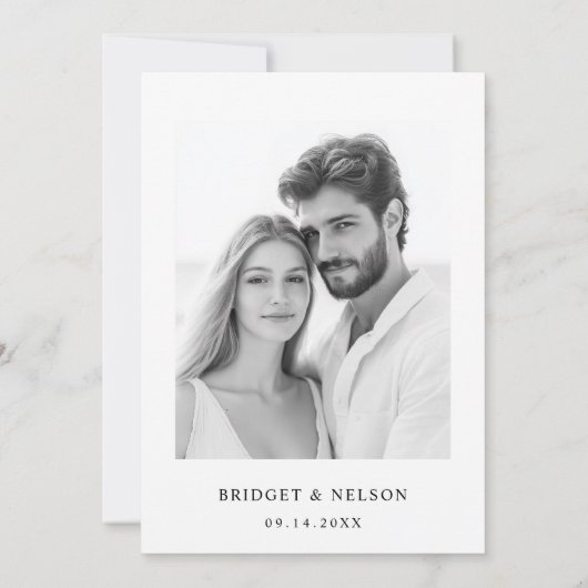 Moderne eenvoudige foto bruiloft Save The Date (Achterkant)