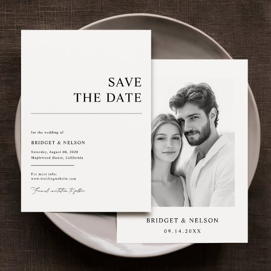 Moderne eenvoudige foto bruiloft Save The Date