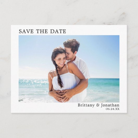 Moderne, eenvoudige foto opslaan datum briefkaart (Voorkant)