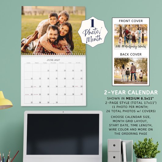 Moderne Eenvoudige foto per maand script Kalender