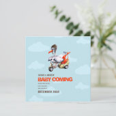 Moderne eenvoudige Funny Stork Gender Neutrale Zwa Aankondiging (Staand voorkant)