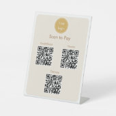 Moderne eenvoudige gele crème scan om QR-codes te Reclamebord Met Voetstuk (Voorkant)