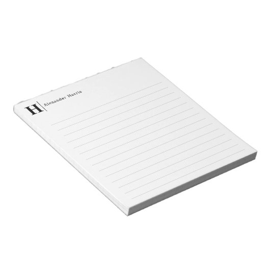 Moderne, eenvoudige, gesplitste zakelijke monogram notitieblok (Schuin)