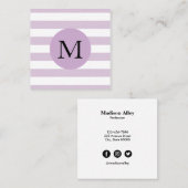 Moderne eenvoudige gestripte monogram vierkante visitekaartje (Voorkant / Achterkant)
