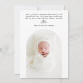 Moderne Eenvoudige Golden Arch Baby Foto Geboorte Aankondiging (Achterkant)