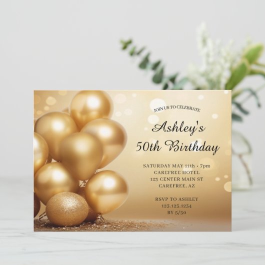 Moderne eenvoudige gouden 50ste verjaardag kaart (Staand voorkant)