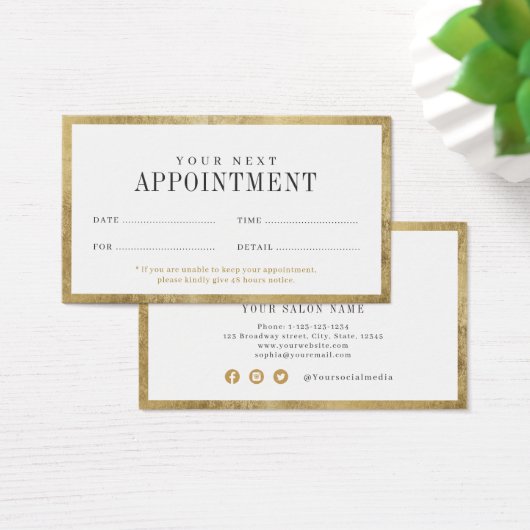 Moderne, eenvoudige gouden grenssalon afspeelkaart visitekaartje (Bureau)