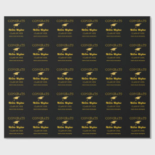Moderne Eenvoudige Gouden Pet Typografie Afstudeer Cadeaupapier