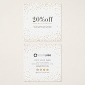 Moderne, eenvoudige goudhoudende kortingskaart vierkante visitekaartjes (Voorkant /achterkant)