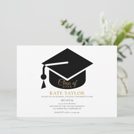 Moderne Eenvoudige Graduation Party Kaart (Staand voorkant)