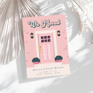 Moderne eenvoudige grafische roze mededeling over  kaart