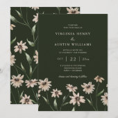 Moderne Eenvoudige Groene Bloemige Bruiloft Kaart (Voorkant / Achterkant)