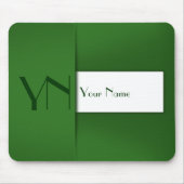 Moderne eenvoudige groene monogram naam - Mousepad Muismat (Voorkant)