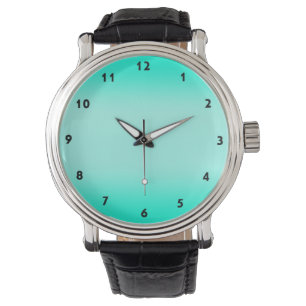 Moderne Eenvoudige groene Turquoise Verloopkleur Horloge