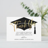 Moderne, eenvoudige, gulden Afstuderen FOTO Bedankkaart (Staand voorkant)