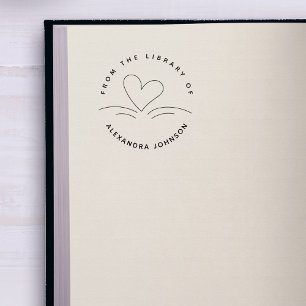 Moderne Eenvoudige Handgetekende Boek & Hart Bibli Rubberstempel
