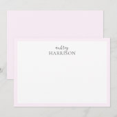 Moderne, eenvoudige handschriftennaam roze notitiekaartje (Voorkant / Achterkant)