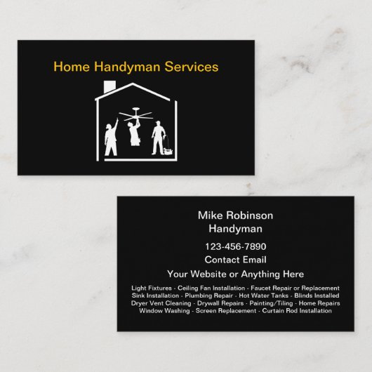 Moderne eenvoudige handyman Visitekaartjes (Voorkant / Achterkant)