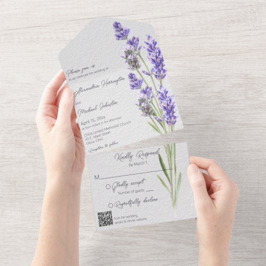 Moderne Eenvoudige Heather Sprigs QR Code All In One Uitnodiging (Afscheurbaar)
