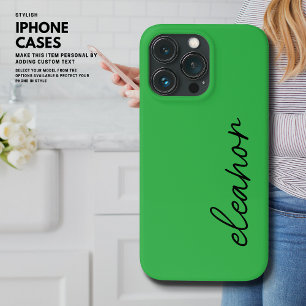 Moderne Eenvoudige Helder Groene Script Naam Monog iPhone 13 Pro Hoesje