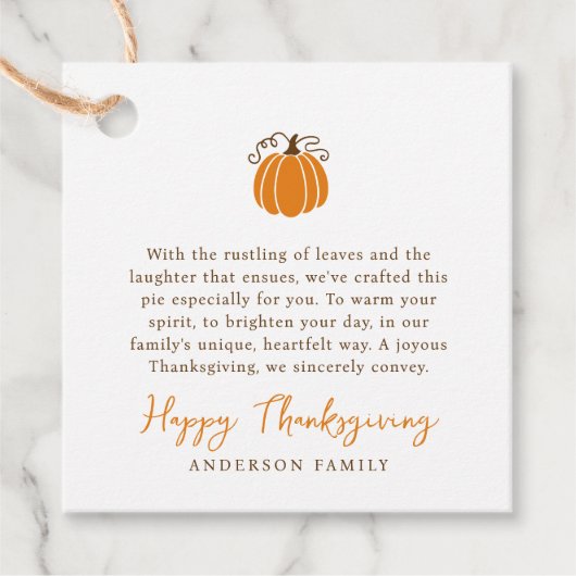 Moderne eenvoudige herfst pompoen Thanksgiving Bedankjes Labels (Voorkant)