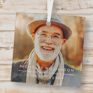 Moderne Eenvoudige herinnering Aangepaste foto Glas Ornament