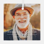 Moderne Eenvoudige herinnering Aangepaste foto Glas Ornament (Achterkant)