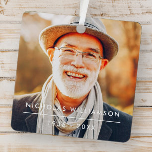 Moderne Eenvoudige herinnering Aangepaste foto Metalen Ornament