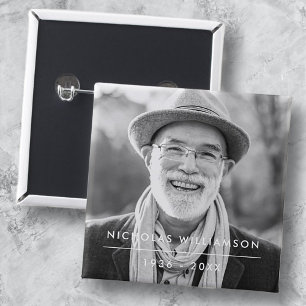 Moderne Eenvoudige herinnering Aangepaste foto Vierkante Button 5,1 Cm