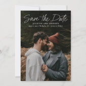 Moderne eenvoudige huwelijksfoto met script save the date (Voorkant)