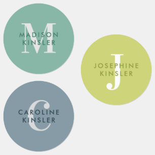 Moderne, eenvoudige Initiaal Groene Blauwe Waterdi Labels