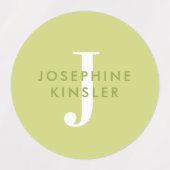 Moderne, eenvoudige Initiaal Groene Blauwe Waterdi Labels (Design 2)